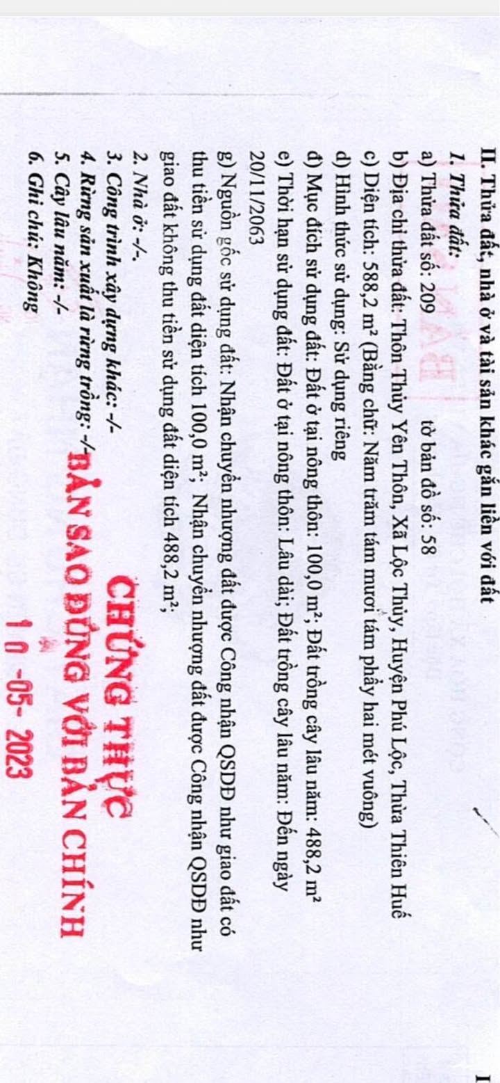 Đất Lộc Thủy 588m² - Sổ Đỏ Ngân Hàng Thanh Lý, Giá 1.35 Tỷ