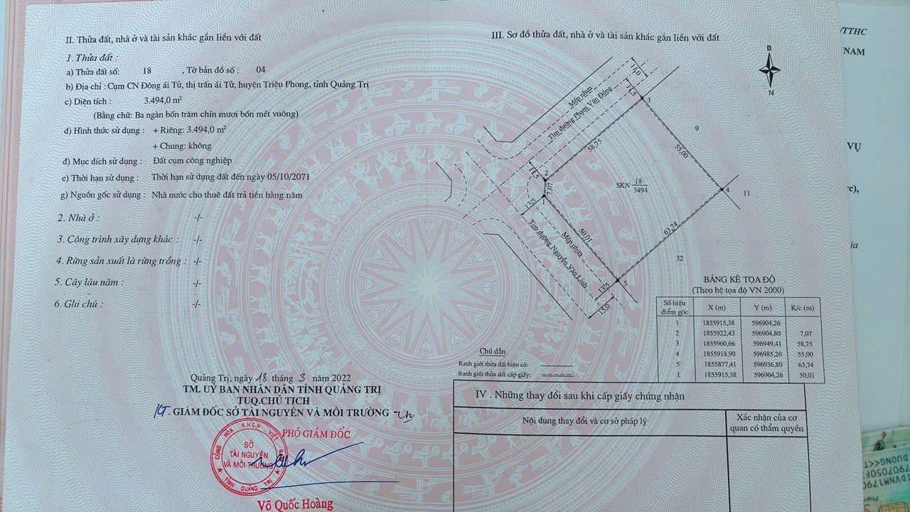 Đất công nghiệp Ái Tử 3500m² - Bán gấp, hai mặt tiền đắc địa!