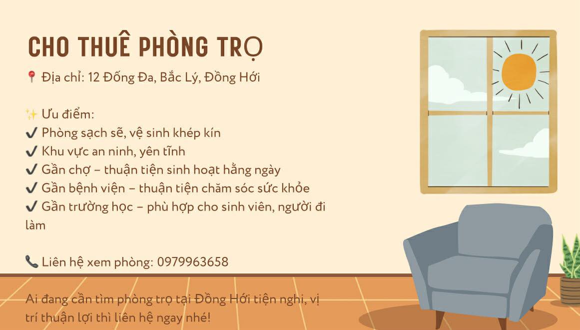 Phòng Trọ 12 Đống Đa, Đồng Hới - Sạch Sẽ, An Ninh, Giá Tốt