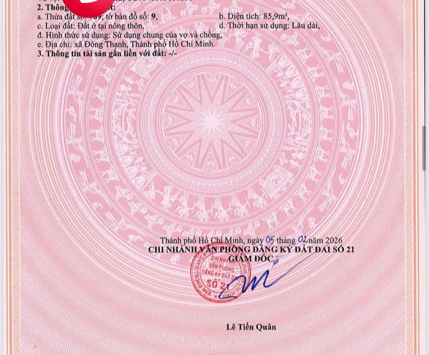 Bán Đất 90m² Đông Thạnh Hóc Môn - Sổ Hồng Riêng, Đường Xe Hơi, Giá 2.8 Tỷ