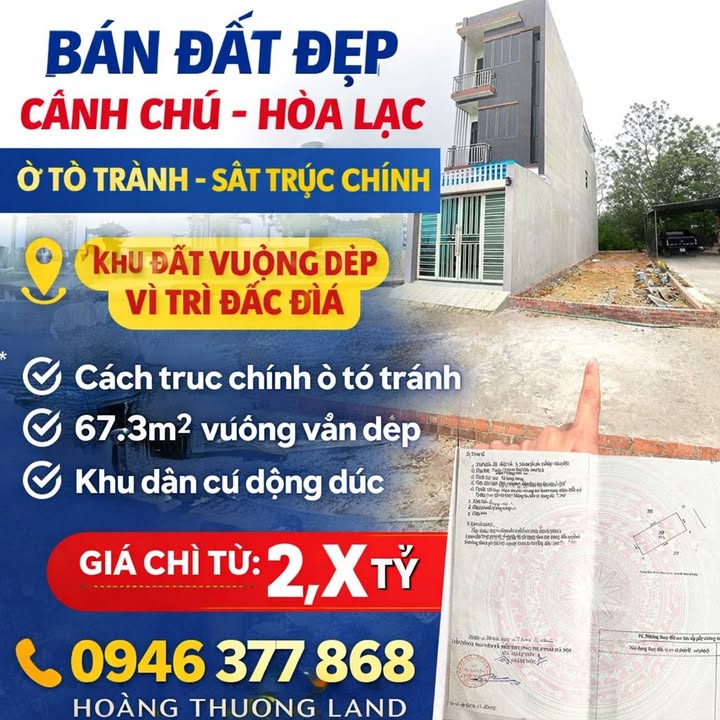 Đất nền Cánh Chủ Hạ Bằng 67m²/2 tỷ - Đường ô tô tránh