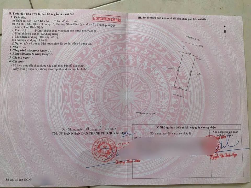 Bán Gấp 2 Lô Đất Vàng 140m²/lô Phường Nhơn Bình, Quy Nhơn - Sổ Đỏ Sẵn Sàng