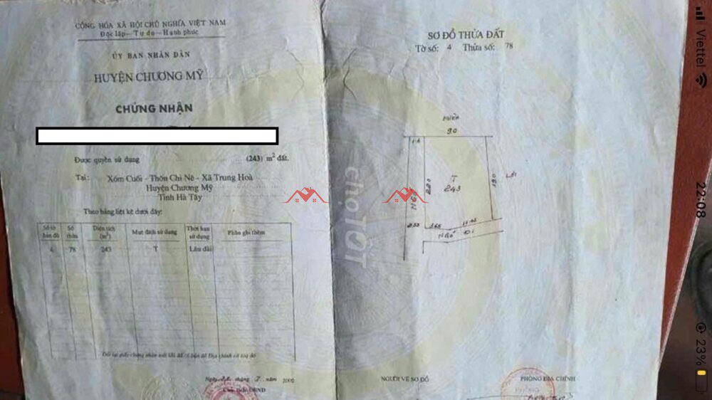 Đất nền Chương Mỹ 243m² 4 tỷ - Sổ đỏ chính chủ