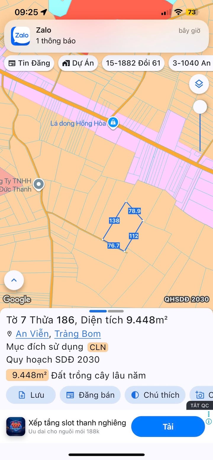 Bán Đất Vườn 9448m² Mặt Tiền 76m An Viễn, Trảng Bom - Tiềm Năng Sinh Lời Cao