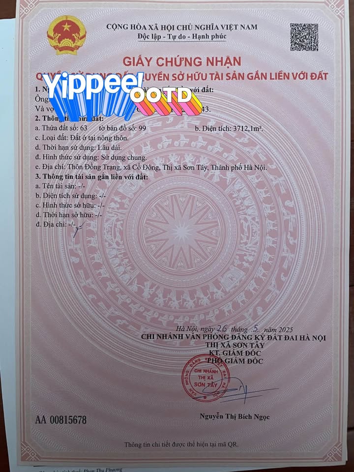 Đất nền Cẩm Yên Thạch Thất 3712m² - Sổ đỏ chính chủ