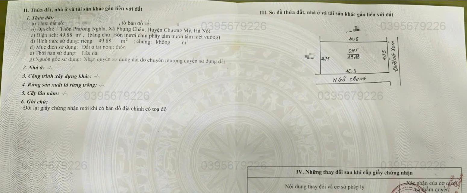 Bán Đất Lô Góc 2 Mặt Tiền Phụng Châu, Chương Mỹ - 49.88m² Sổ Đỏ