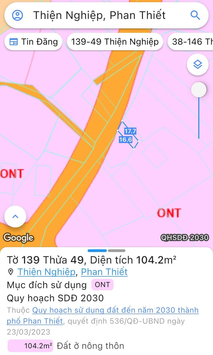 Đất nền La Gi 104m² giá 1.7 tỷ - Tiềm năng tăng giá!