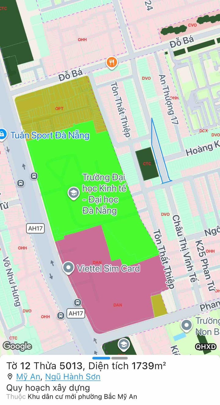 Bán đất Mặt tiền Tôn Thất Thiệp 61m² Ngũ Hành Sơn - Kinh doanh sinh lời