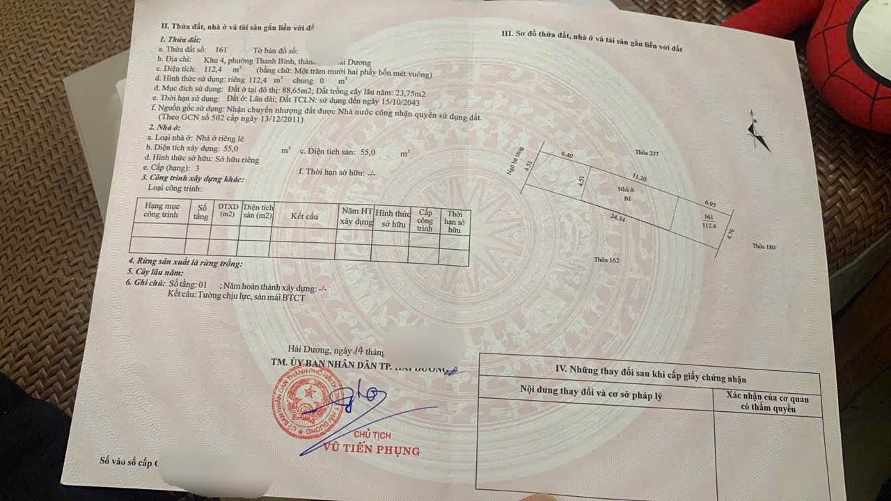 Đất nền Thanh Bình, Hải Dương 112m² - Sổ đỏ chính chủ, ô tô đỗ sân!