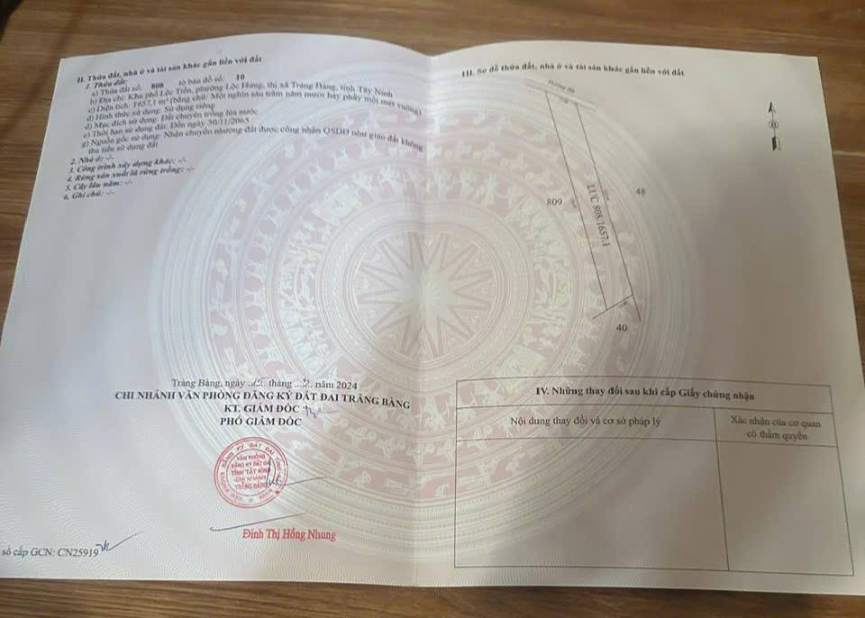 Bán Đất 1800m² Sổ Đỏ Lộc Tiến, Trảng Bàng, Tây Ninh - Giá 1 Tỷ