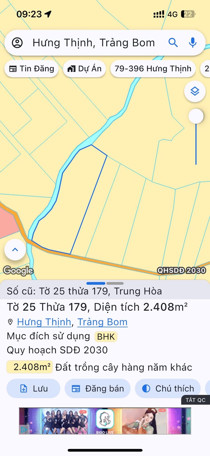 Bán 5.6 Sào Đất Trung Hòa, Trảng Bom - 2 Sổ Đỏ, Giá 3.8 Tỷ