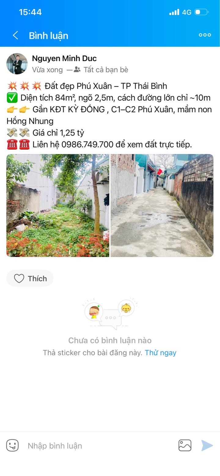 Đất Phú Xuân TP Thái Bình 84m² - Tiềm năng tăng giá!