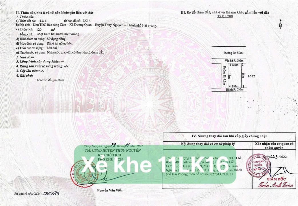 Đất nền Thủy Nguyên 120m² chỉ hơn 6 tỷ - Tiềm năng tăng giá!