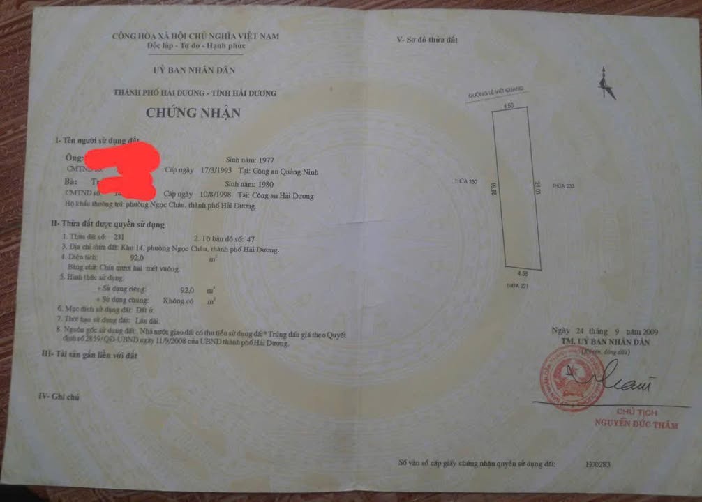 Đất nền Lê Viết Quang, Hải Dương 92m² - Giá tốt hiếm có!