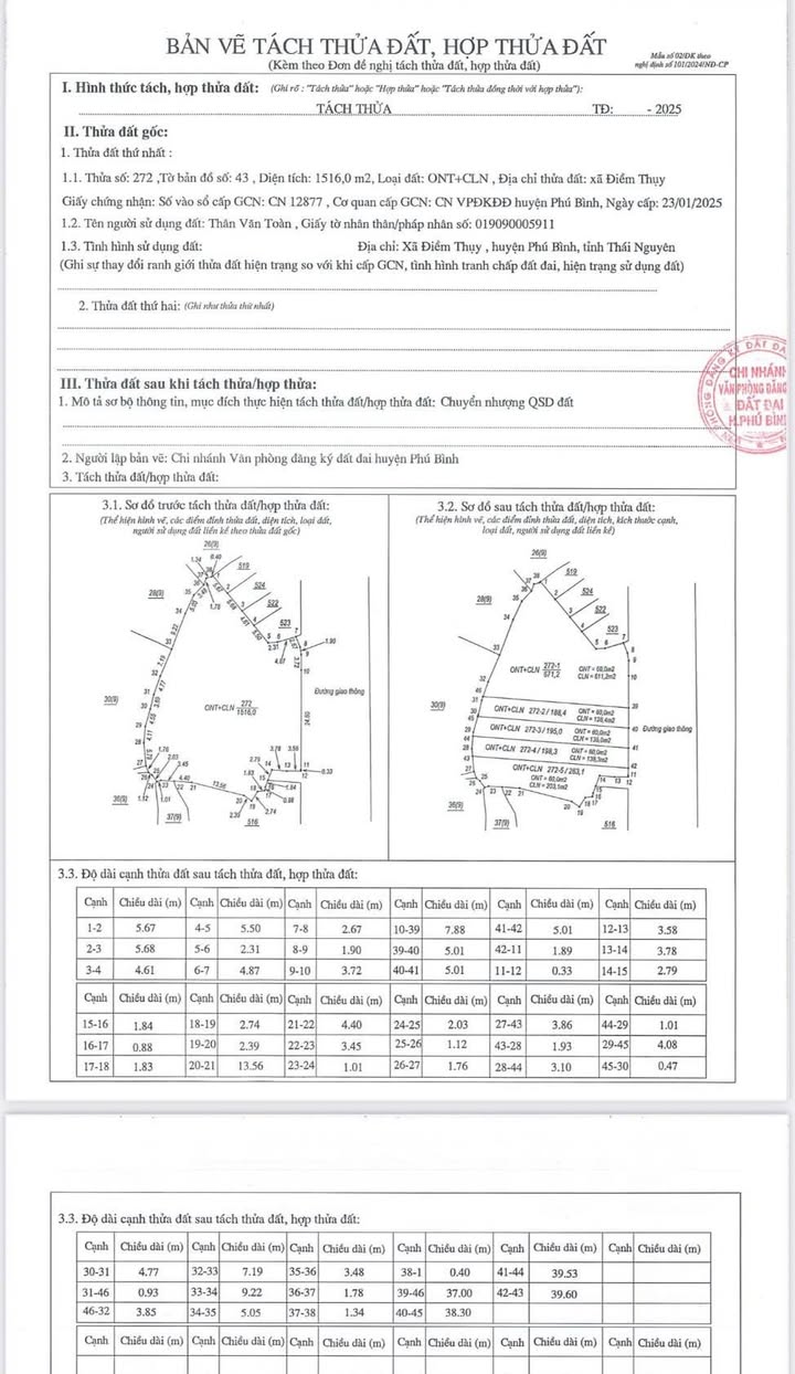 Bán Đất Nền 1615m² Mặt Tiền 30m, Sổ Đỏ, Điềm Thụy, Thái Nguyên - Giá Đầu Tư 17 Tỷ