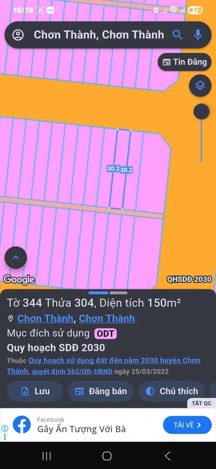 Đất nền Chơn Thành 150m² - Sổ đỏ chính chủ, thổ cư 100%!