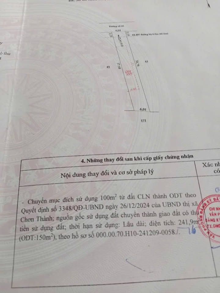 Đất nền Minh Hưng 240m² giá 1 tỷ - Sổ đỏ chính chủ