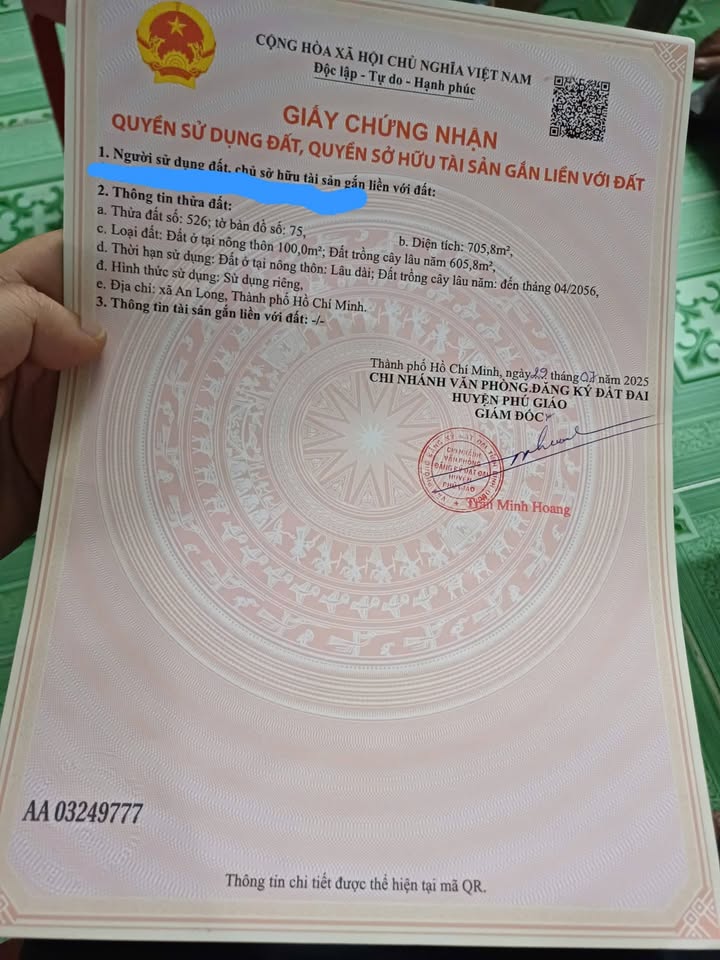 Đất nền An Linh, Phú Giáo 705m² giá 2.5 tỷ - Sổ đỏ chính chủ