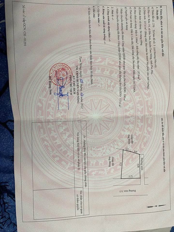 Nhà Mặt Tiền TL315, Tam Nông, Phú Thọ - 237.6m² Giá Hơn 1 Tỷ