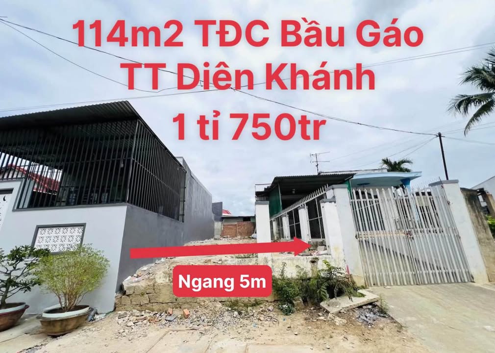 Bán Đất TĐC Bầu Gáo Diên Khánh 113.9m² - Sổ Đỏ Sẵn, Xây Tự Do