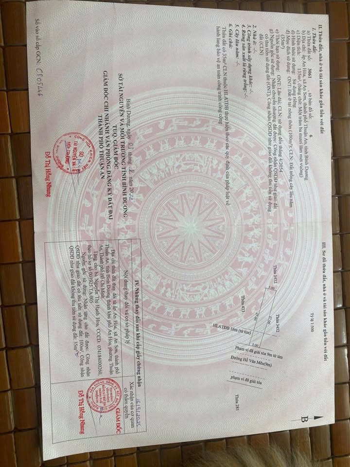 Đất nền Hồ Văn Mên, Thủ Dầu Một 135m² - Đất thổ cư 100%