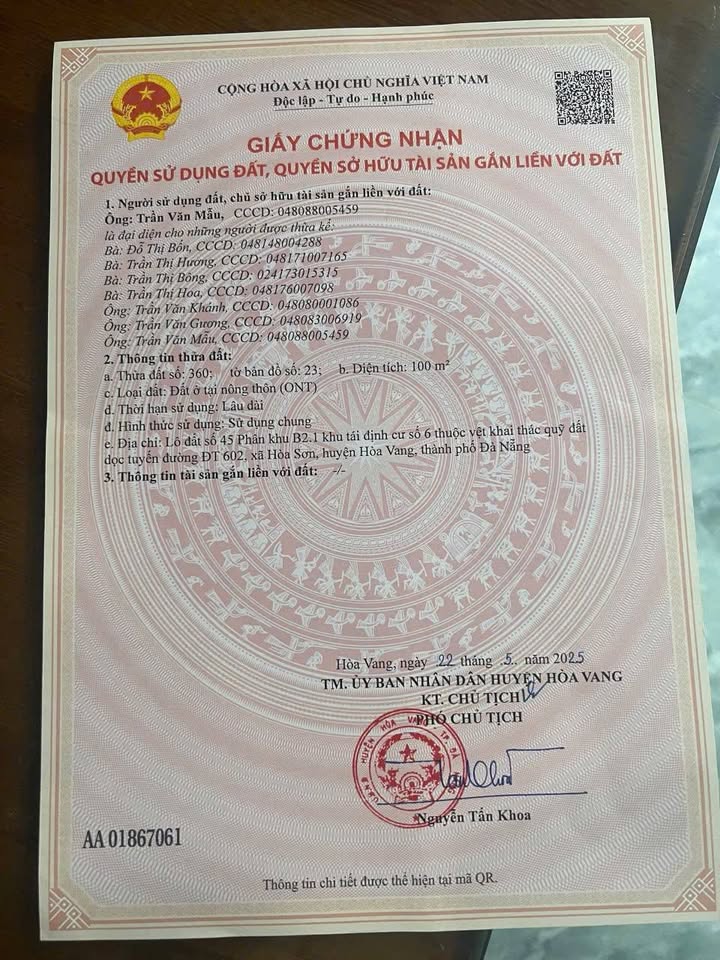 Đất nền Liên Chiểu 100m² - Sổ đỏ chính chủ, xây dựng tự do!