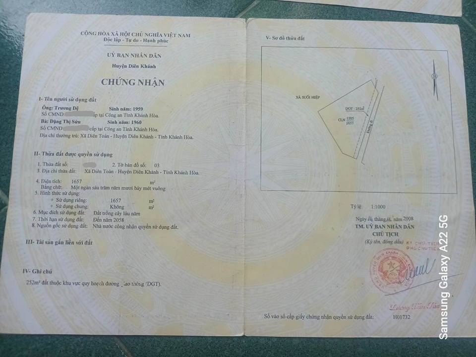 Đất nền Diên Khánh 5166m² - Sát Chùa Suối Đỗ, Giá Tốt F0