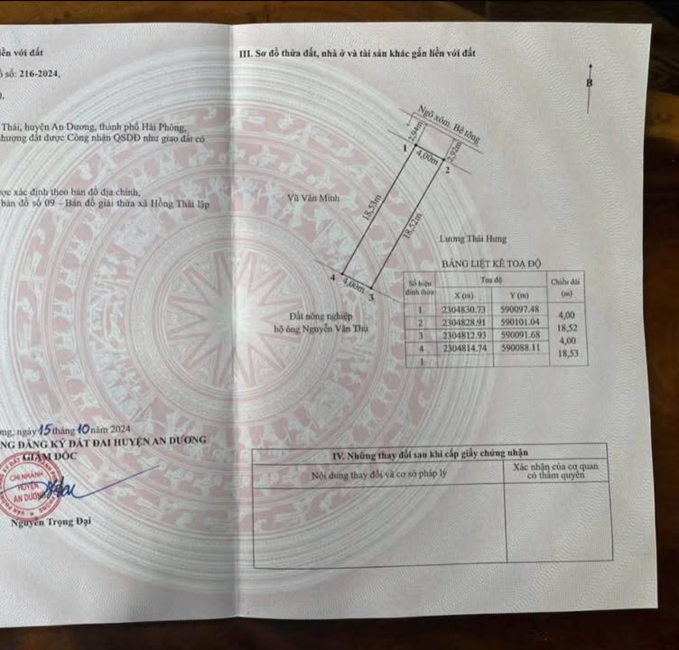 Đất nền An Dương 74m² giá hơn 1 tỷ - Sổ đỏ chính chủ