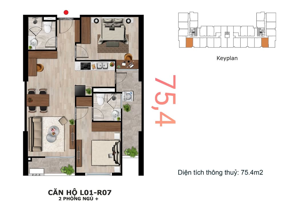 Căn hộ Eden Garden Lê Lợi 75m² 2 tỷ - View đẹp