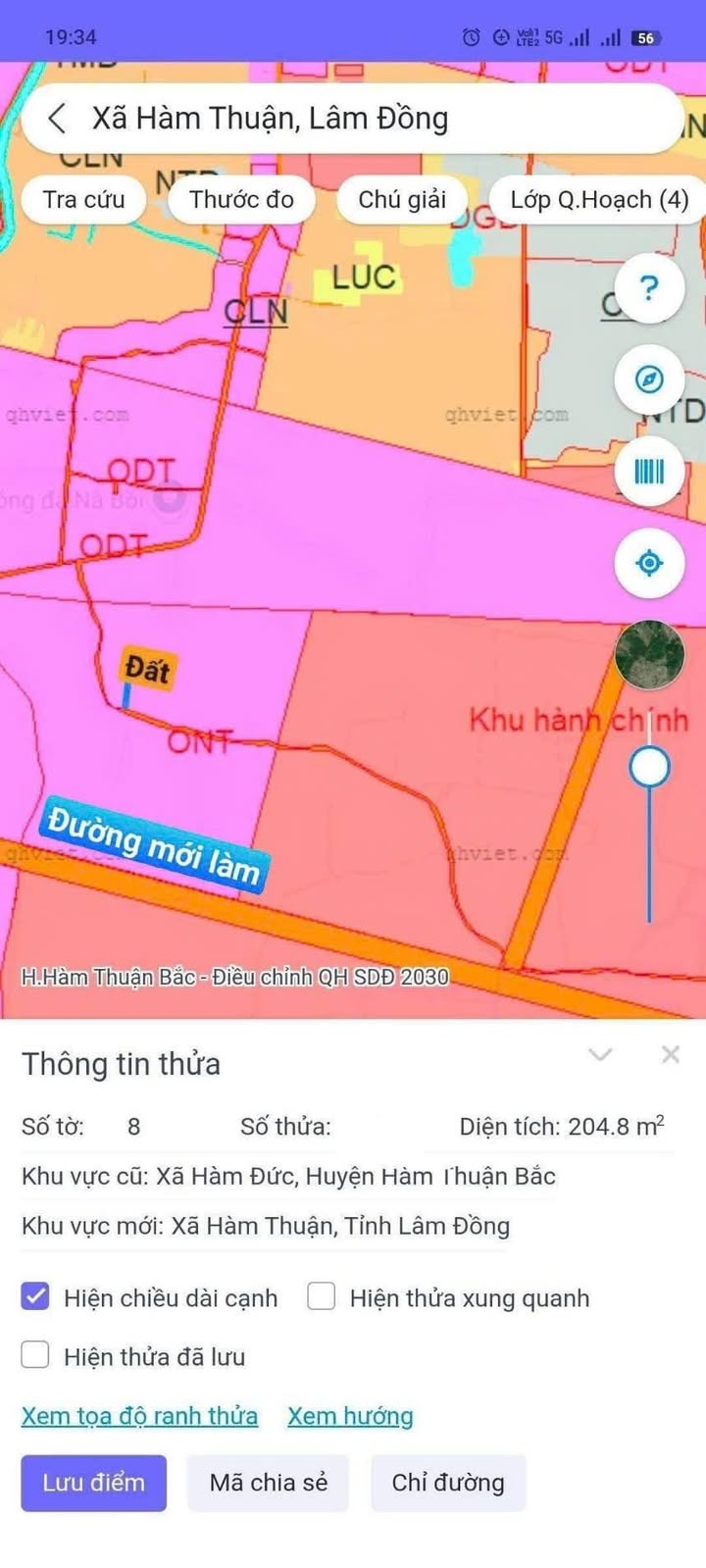 Đất thổ cư mặt tiền nhựa Hàm Đức - Nà Bồi, Bình Thuận - 205m² chỉ 600 triệu