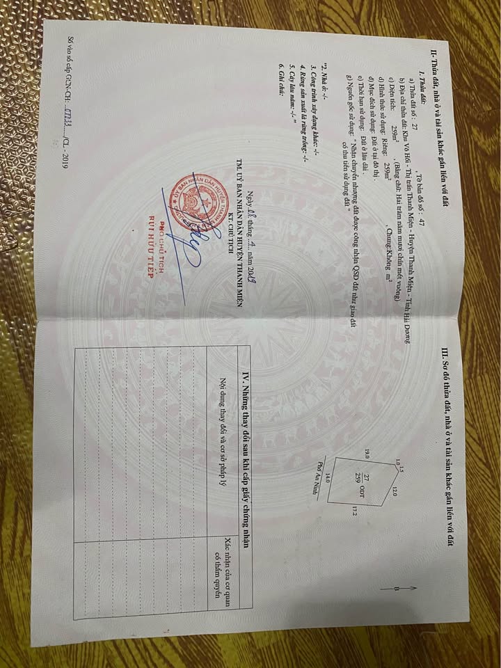 Đất nền Thanh Miện 259m² - Sổ đỏ chính chủ, đường ô tô vào tận nơi!