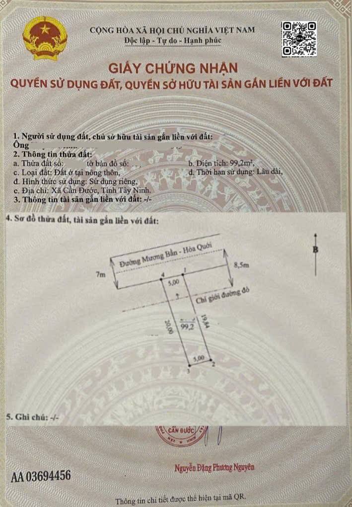 Đất thổ 100m² mặt tiền đường ô tô, Xã Tân Chánh, Long An - Giá 500 triệu