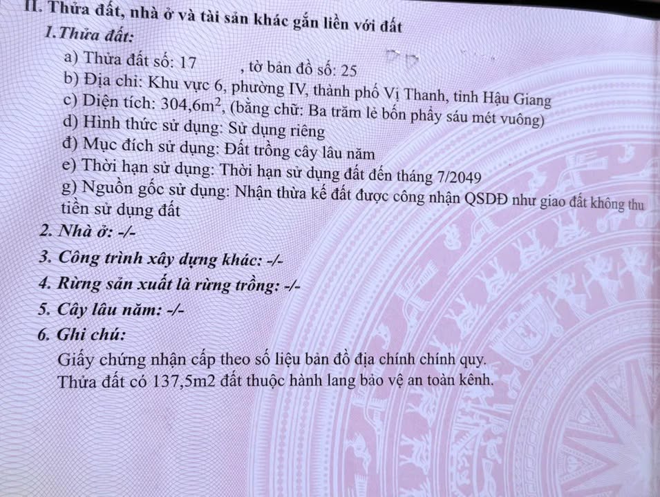 Đất vườn 300m² Vị Thanh, Hậu Giang - Sổ hồng công chứng ngay!