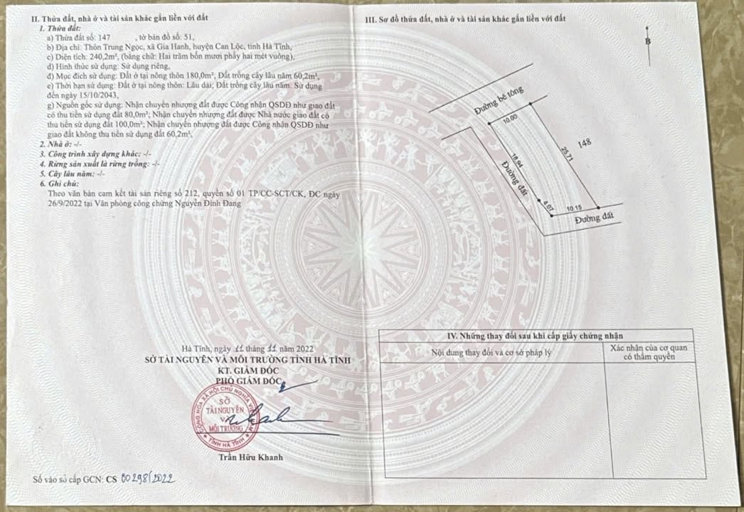 Bán đất 250m² thổ cư, 2 mặt tiền gần Nhà thờ Đại Thành, Hà Tĩnh - Giá 5xx triệu