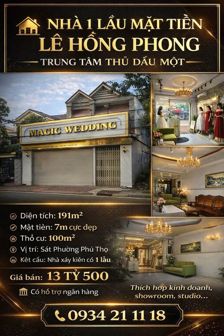 Nhà Mặt Tiền Lê Hồng Phong Thủ Dầu Một 191m² – Mặt tiền kinh doanh đắc địa!