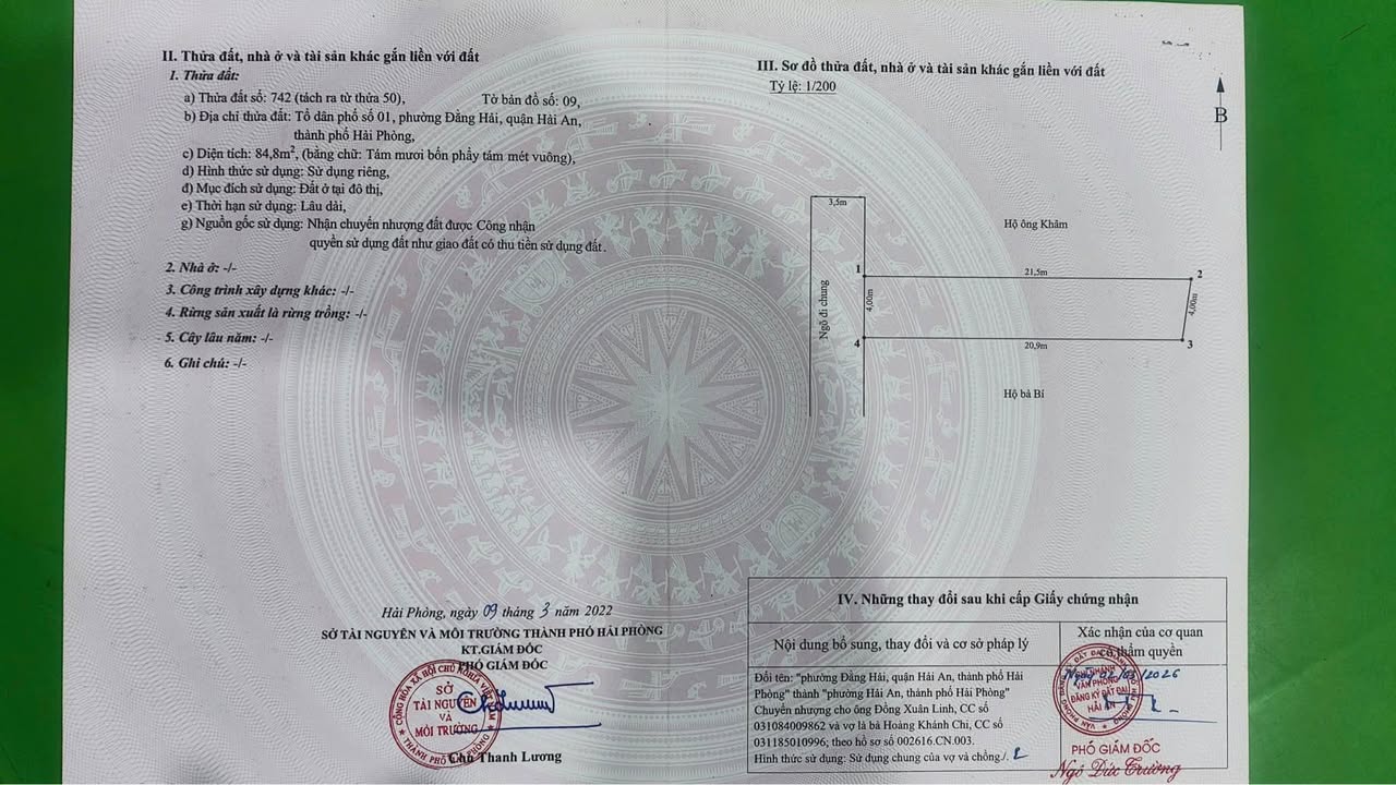 Đất Đằng Hải 85m² 3.56 tỷ - Sổ đỏ chính chủ