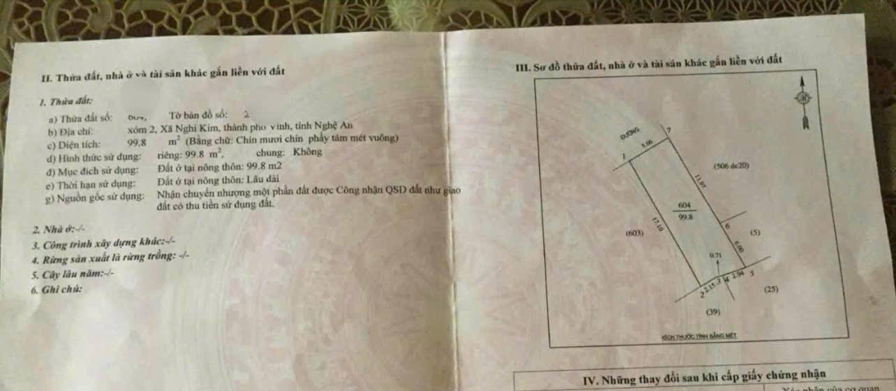 Đất Nền Nghi Kim, TP Vinh 99.8m² - Hướng Tây Bắc, Sẵn Sàng Xây Dựng