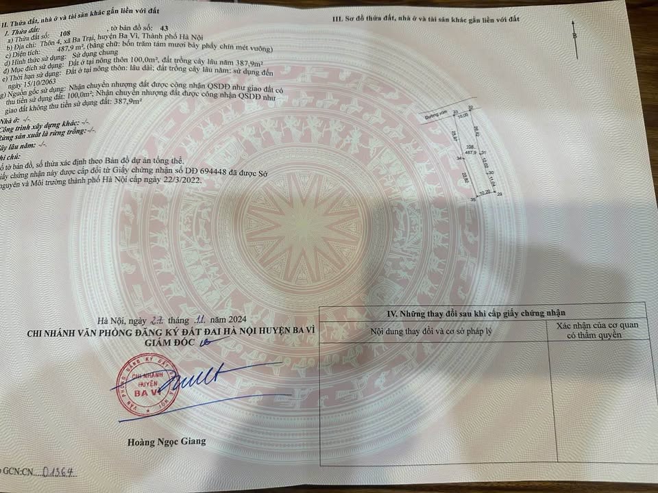 Bán Đất Nghỉ Dưỡng Ba Vì 488m² - Sổ Hồng Sẵn Sàng - Giá Tốt