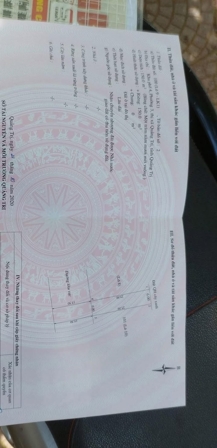 Đất nền KĐT Võ Thị Sáu - Đông Hà 150m² Hướng Nam - Giá 1.2 tỷ