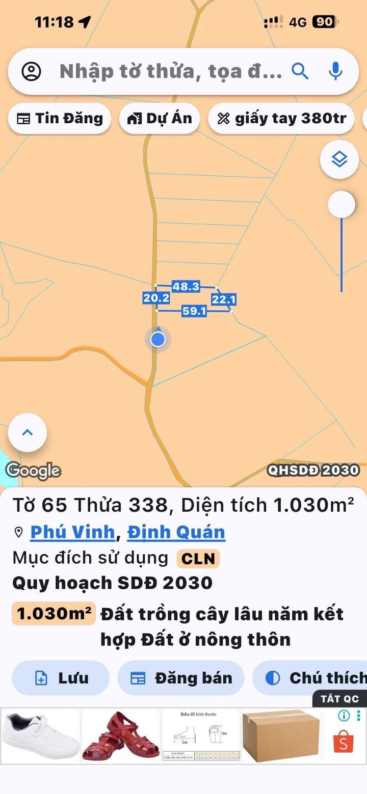 Bán Đất Sào Phú Tân, Định Quán 1000m² - Giá 499 Triệu