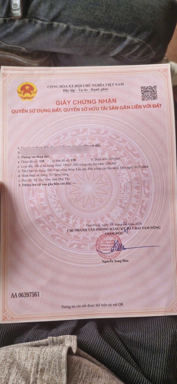 Đất nền Thọ Văn 430m² hơn 900 triệu - Sổ đỏ chính chủ