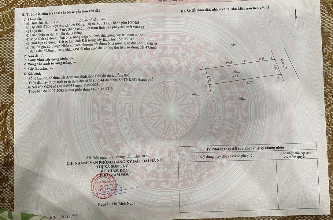 Đất nền Đoài Phương, Ba Vì 107m² - Đường to ô tô, tiềm năng sinh lời!