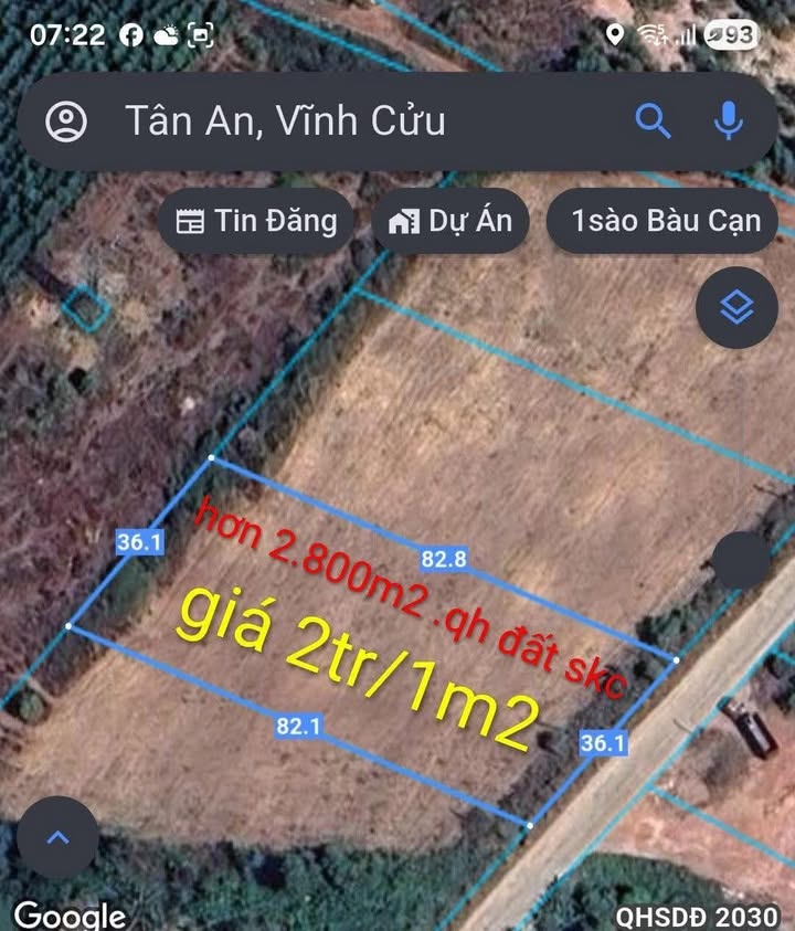 Đất nền Vĩnh Cửu, Đồng Nai 2800m² - Sổ đỏ chính chủ, giá tốt!