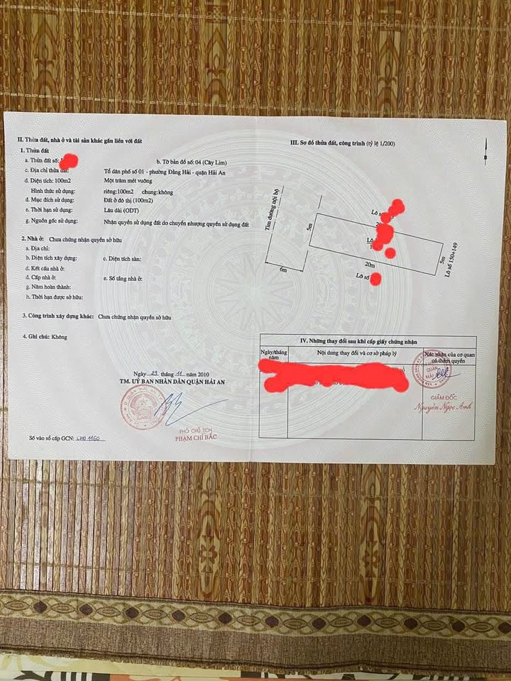 Đất Tái Định Cư Hải An 100m² - Sổ Đỏ Rõ Ràng, Gần Công Viên