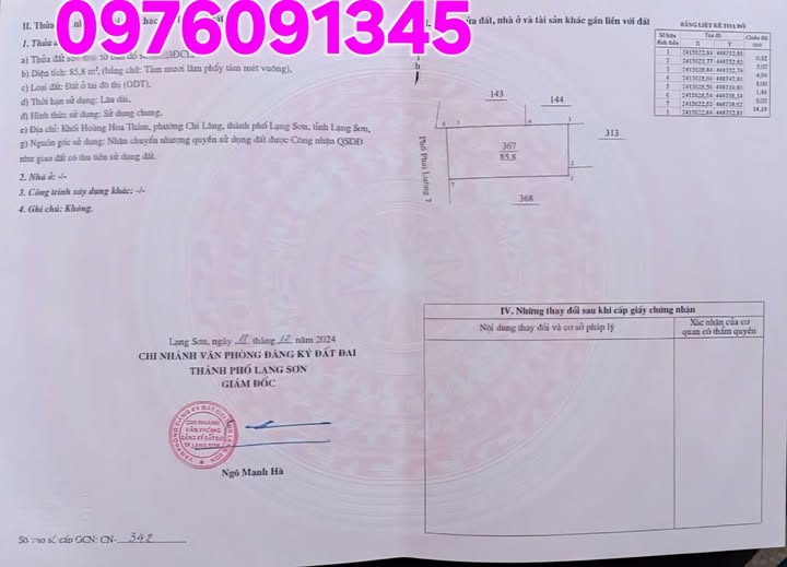 Đất nền Xã Phai Luông, Chi Lăng 86m² - Sổ đỏ chính chủ