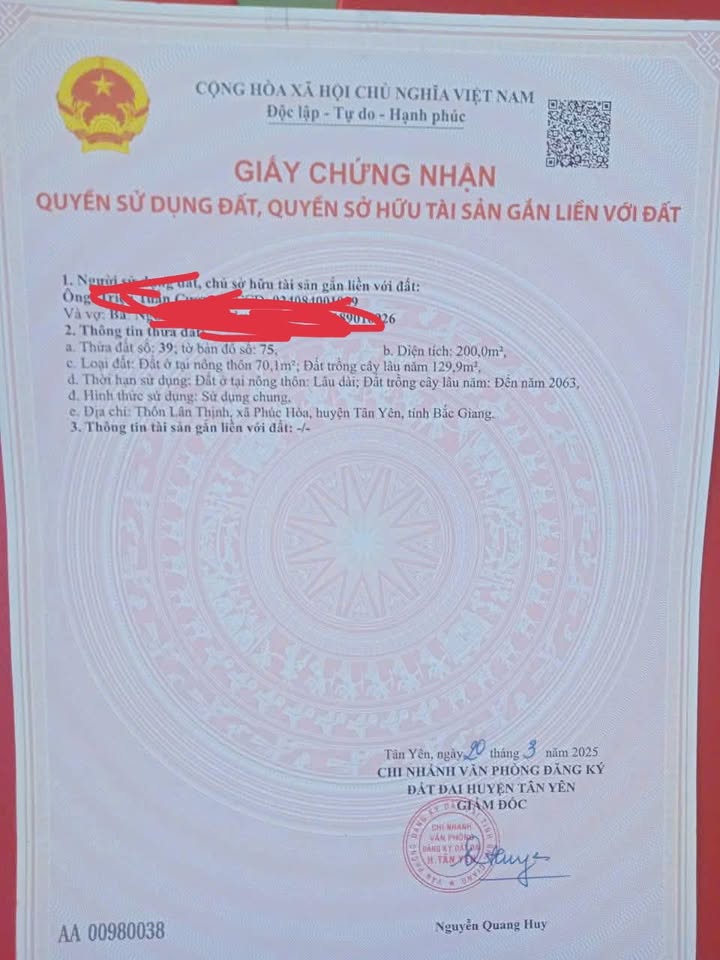 Đất nền Lân Thịnh, Tân Yên 200m² chỉ 2 tỷ - Tiềm năng tăng giá vượt trội!