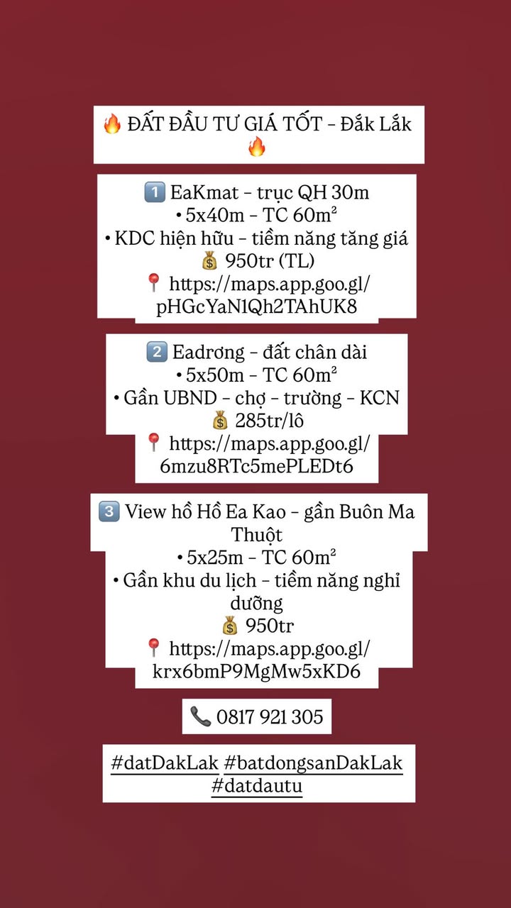 Đất nền Ea Kmat, Buôn Ma Thuột 200m² - Tiềm năng tăng giá 950 triệu!