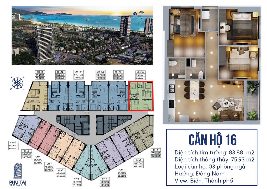 Căn hộ Phú Tài Central Life Quy Nhơn 85m² 2.9 tỷ - Bàn giao