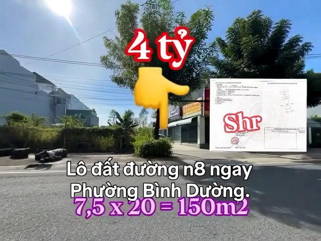 Đất Nền Sổ Hồng Đường N8, Thủ Dầu Một - 150m² Giá 4 Tỷ