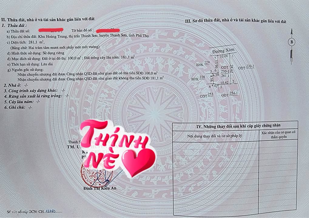 Đất nền Hoàng Trung, Thanh Sơn, Phú Thọ - 300m², Sổ đỏ, Giá đầu tư